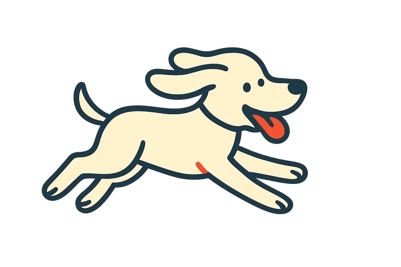 Leaping athletic dog illustration
