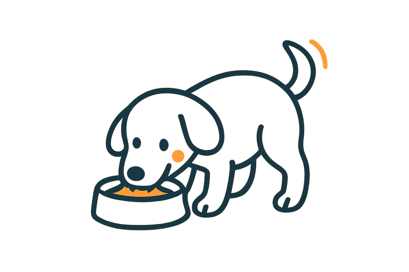 Dog eating happily illustration