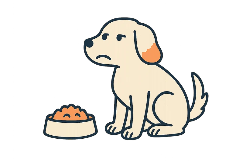 Dog refusing food illustration